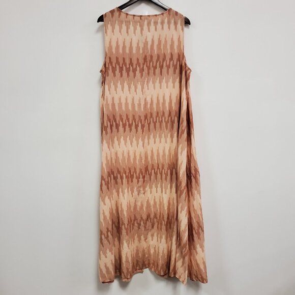 Pure Jill Womens Coastal Artsy Ikat Maxi Dress Size 2X Orange Sleeveless NWT - Picture 2 of 12
